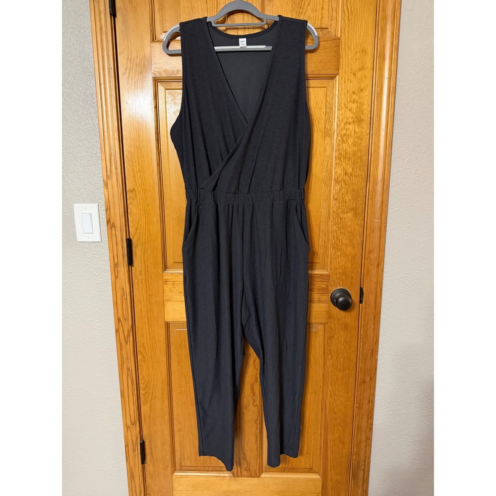 Old Navy Active Breathe On Jumpsuit XL Petite Black Space Dye Sleeveless